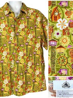 Enchanted Tiki Bar Shag Disney Mens Hawaiian Shirt size XL 52x28 Trader Sams